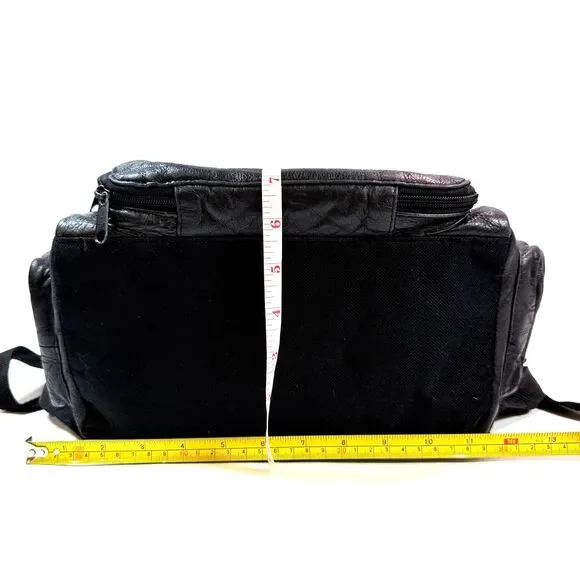 Wilsons Leather Rucksack Black Pebbled Leather Multi Pocket Travel Academia - Picture 11 of 13